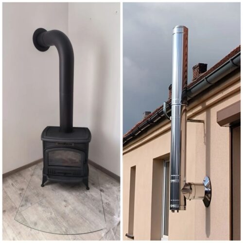 Krosnelių montavimas; Pristatomu dūmtraukių įrengimas