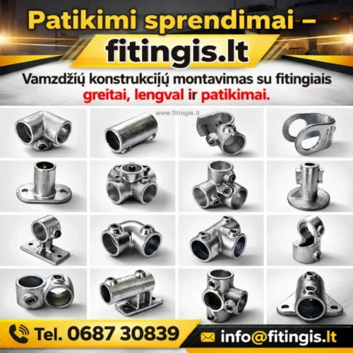Užveržiami cinkuoti fitingiai vamzdžių konstrukcijoms