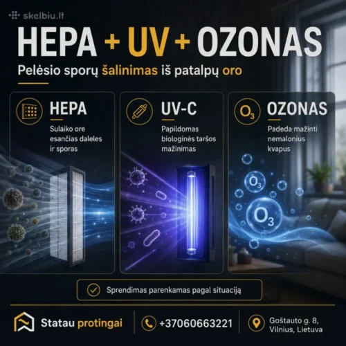 Pelėsio sporų šalinimas ore | HEPA + UV + Ozonas