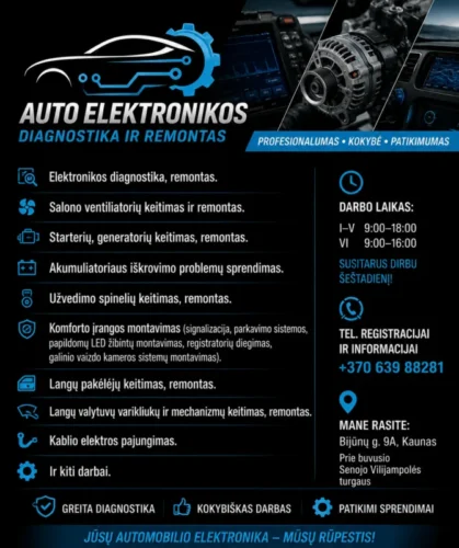 Autoelektrikas- elektronikos diagnostika, remontas.